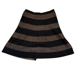 Spense Women's Black and Brown Horizontal Stripe Flowy Knit Skirt Size Small